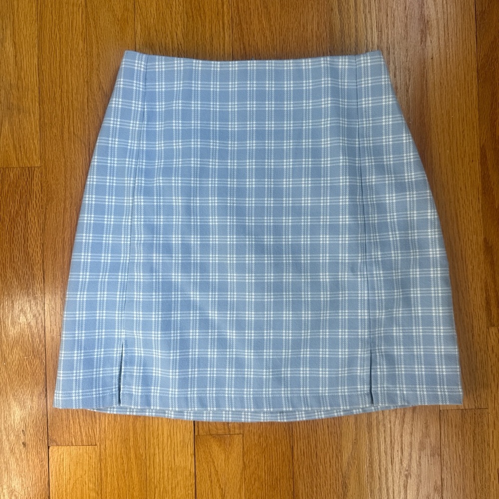 Brandy Melville Light Blue Checkered Pencil Skirt